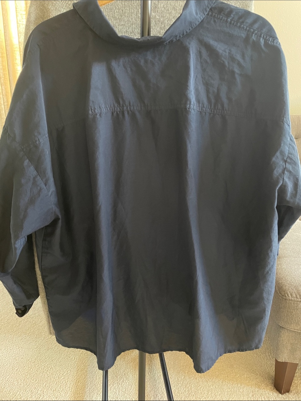 NWOT J. Jill Navy Button-Front Oversized Lightweight Breezy Shirt Blouse XL - Picture 5 of 5